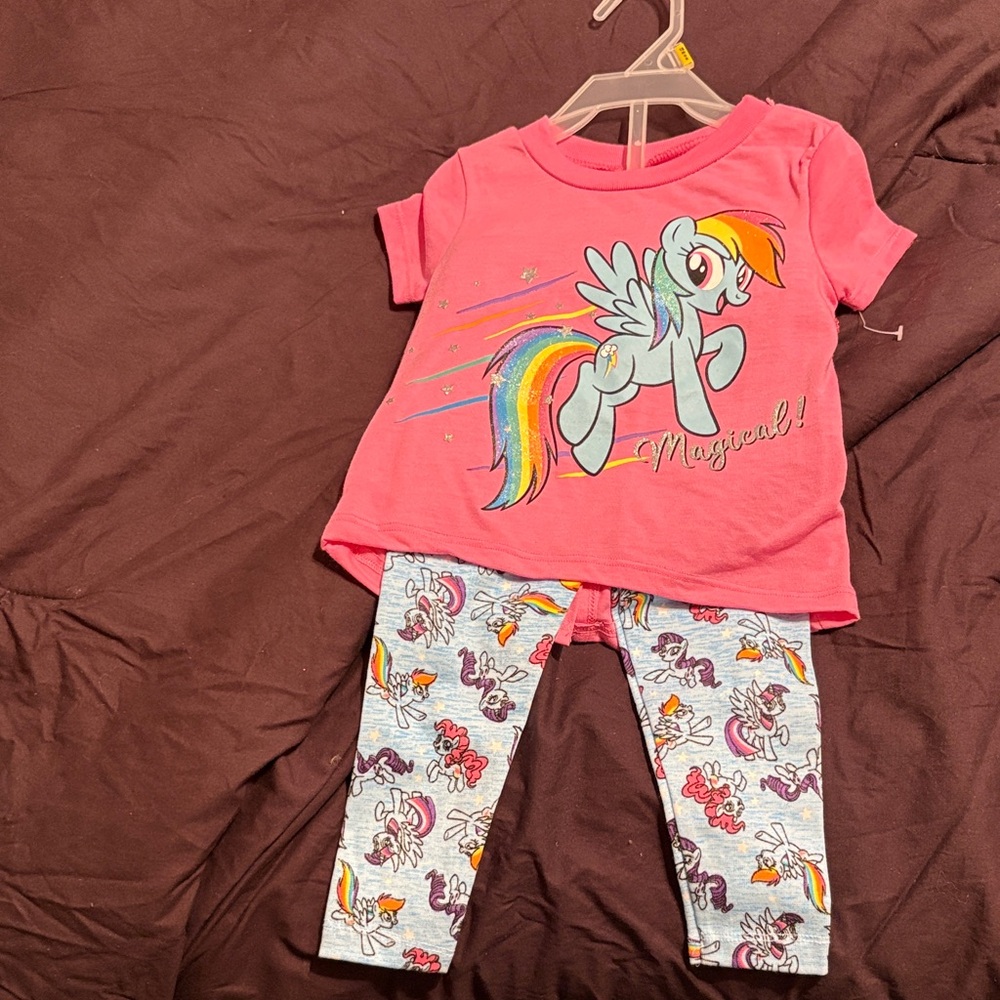 My Little Pony Pink Top with Rainbow Pegasus & Blue Character Leggings
